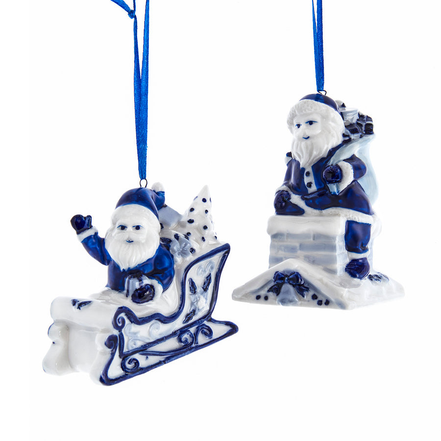Blue & White Santa Ornaments