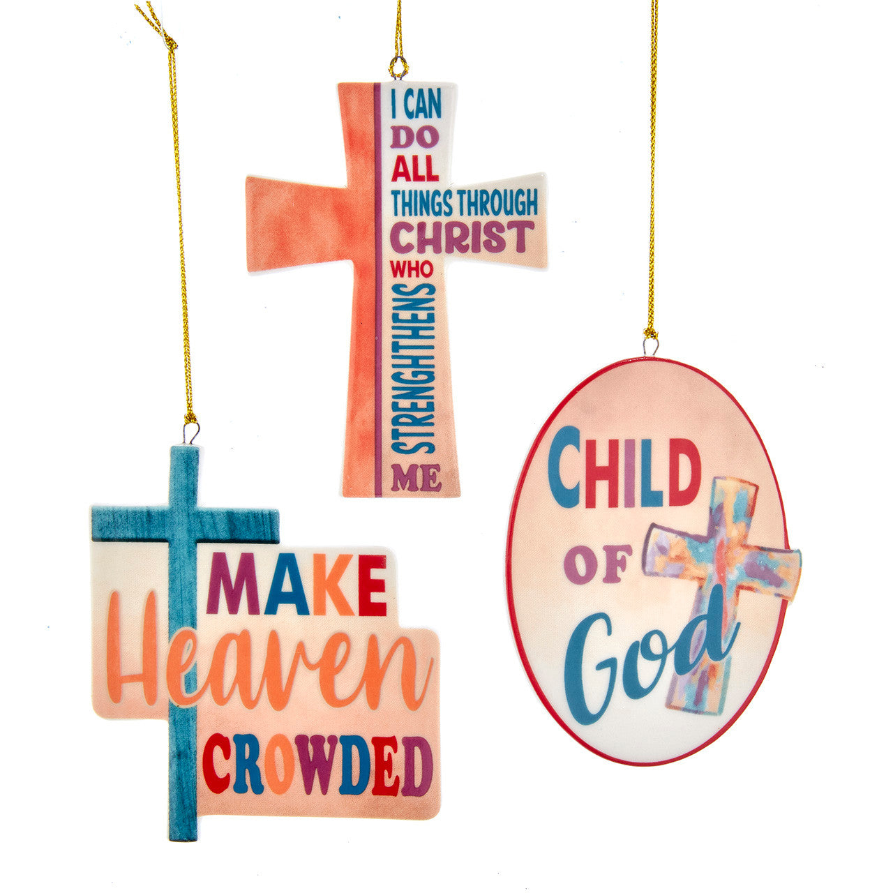 Contemporary Cross With Sayings Ornaments