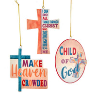 Contemporary Cross With Sayings Ornaments