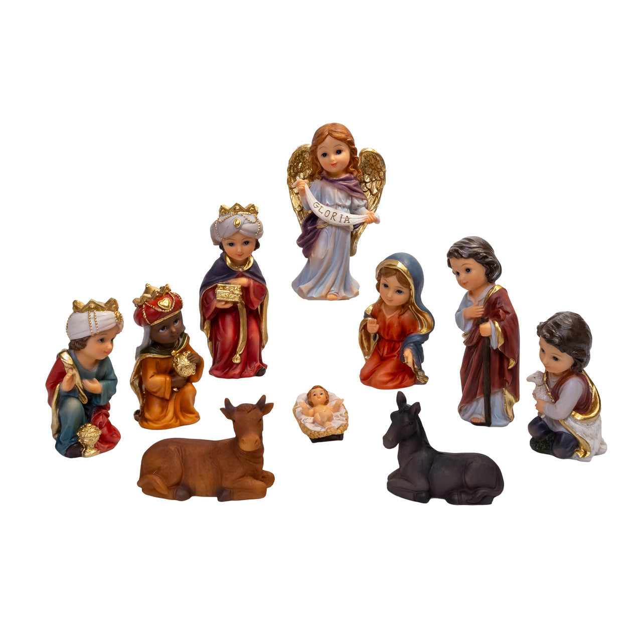 Nativity Set With Gold Detailing