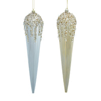 Shiny Gold & Silver Embellished Straight Line Waterdrop Ornaments