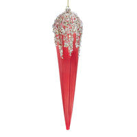 Shiny Red Embellished Straight Line Waterdrop Ornament