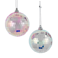 80MM Iridescent & Fuchsia Mirror Ball Ornaments