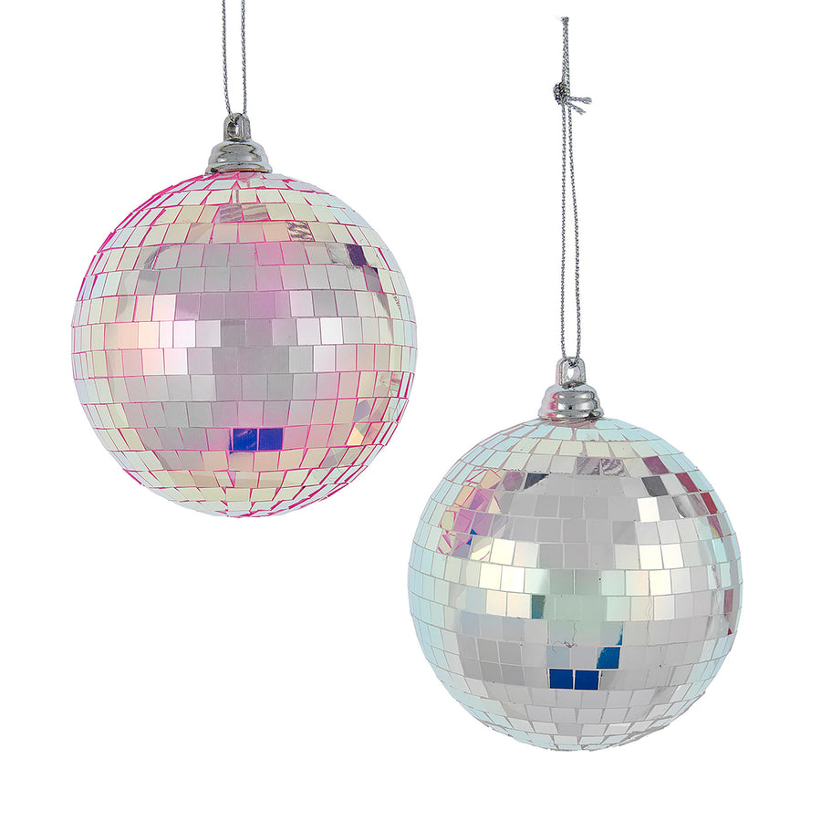 80MM Iridescent & Fuchsia Mirror Ball Ornaments