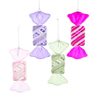 Shatterproof Glittered Striped Candy Ornaments