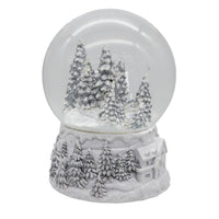 Wind-Up Musical Silver & White Winter Scene Water Globe