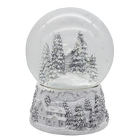 Wind-Up Musical Silver & White Winter Scene Water Globe