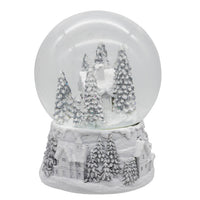 Wind-Up Musical Silver & White Winter Scene Water Globe