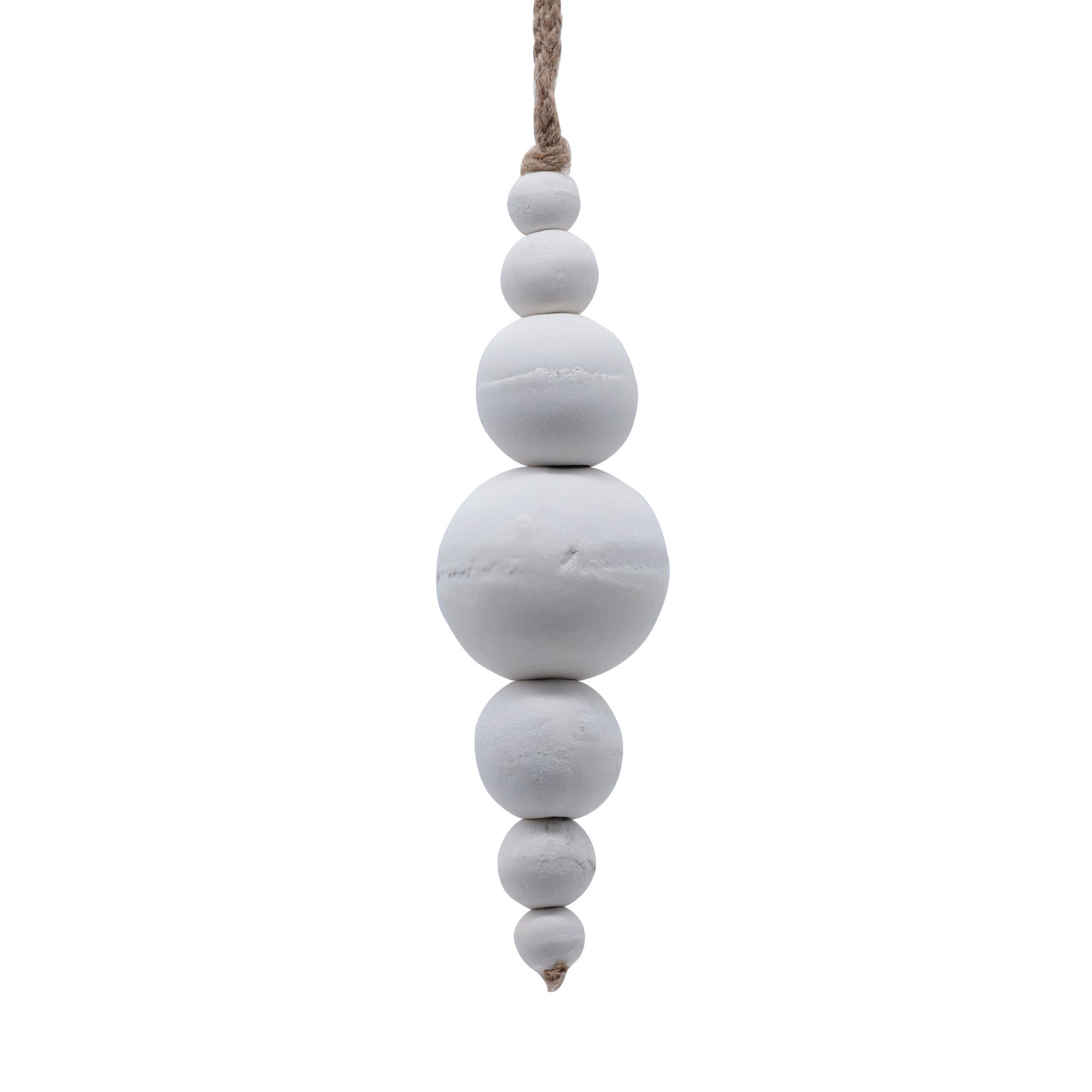 5" White Wooden Bead Ornament