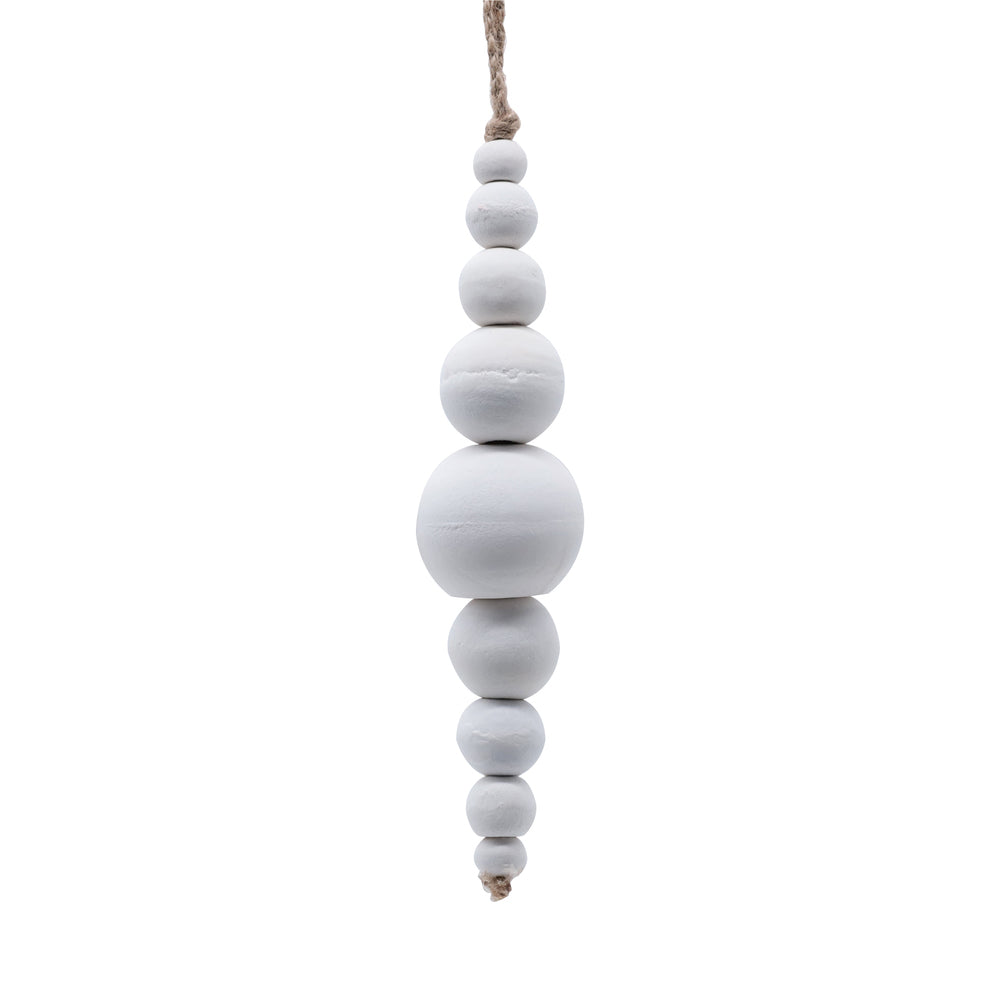 7" White Wooden Bead Ornament