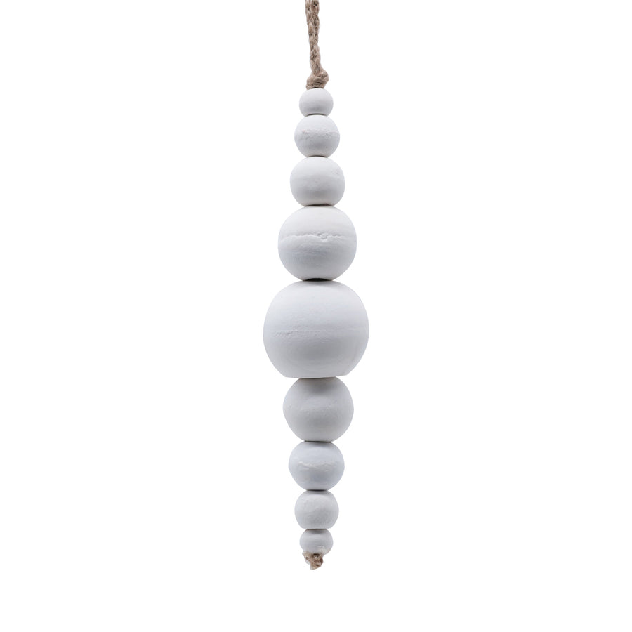 7" White Wooden Bead Ornament