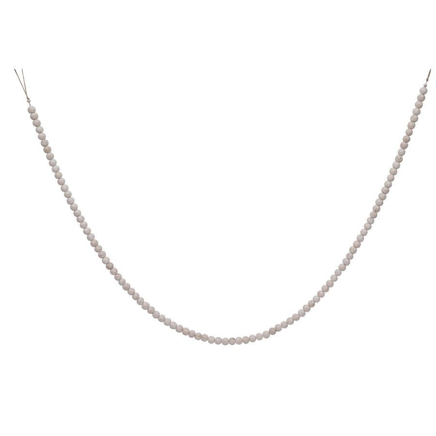 72" White Wooden Bead Garland