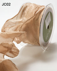 2 Inch Crinkle Crushed Ribbon with Wired Edge – JC02 – CHAMPAGNE