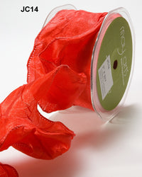 2 Inch Crinkle Crushed Ribbon with Wired Edge – JC14 – RED