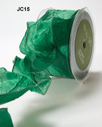 2 Inch Crinkle Crushed Ribbon with Wired Edge – JC15 – GREEN