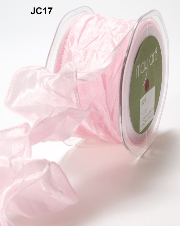 2 Inch Crinkle Crushed Ribbon with Wired Edge – JC17 – PINK