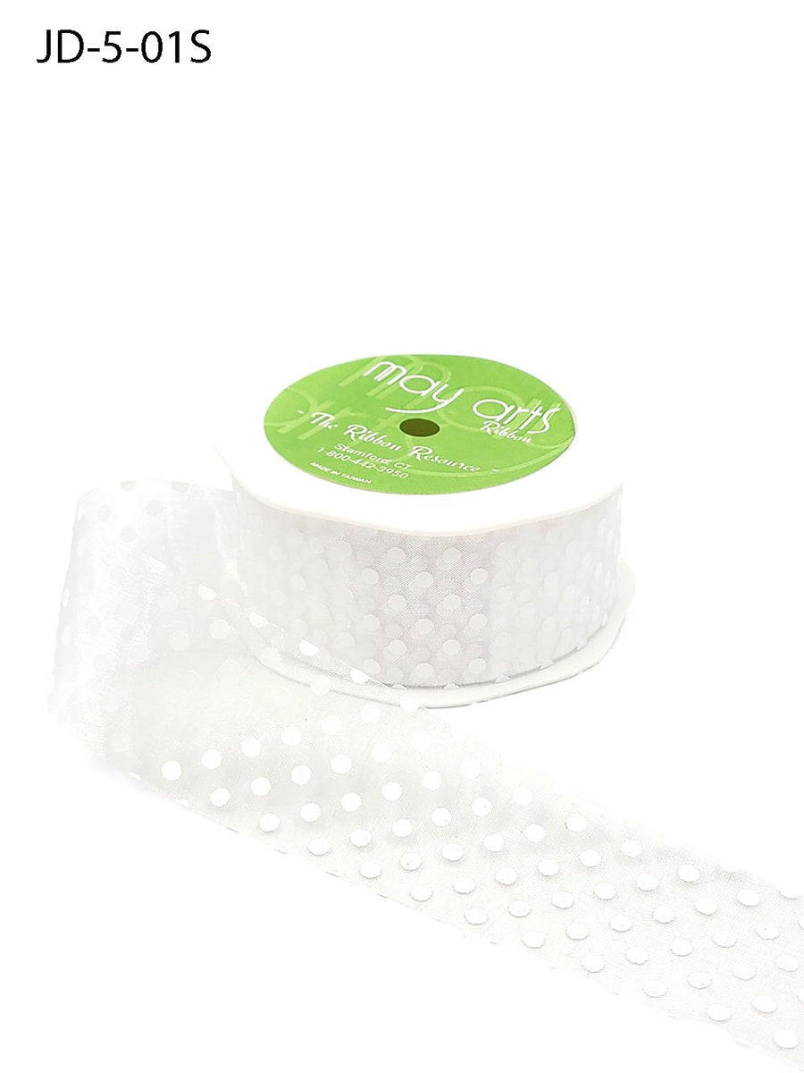 1.5 Inch Sheer Dots Ribbon – JD-5-01S White