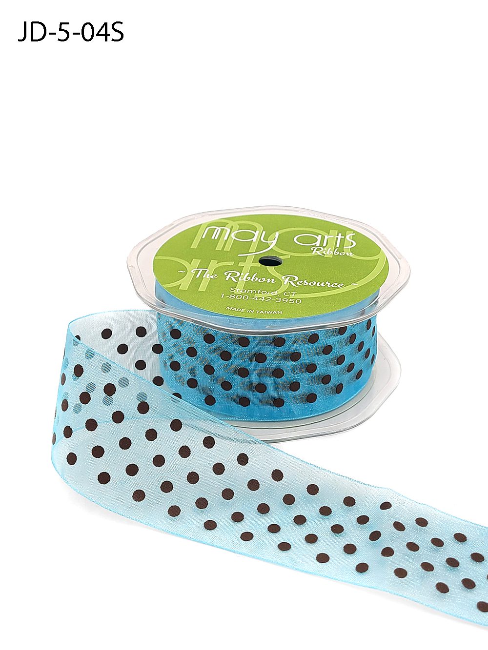 1.5 Inch Sheer Dots Ribbon – JD-5-04S Turquoise and Brown
