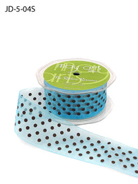 1.5 Inch Sheer Dots Ribbon – JD-5-04S Turquoise and Brown