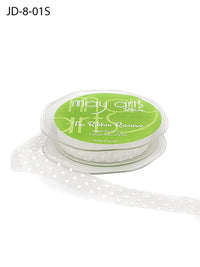 3/8 Inch & 5/8 Inch Sheer Dots Ribbon – JD-8-01S WHITE/WHITE DOTS (5/8″)
