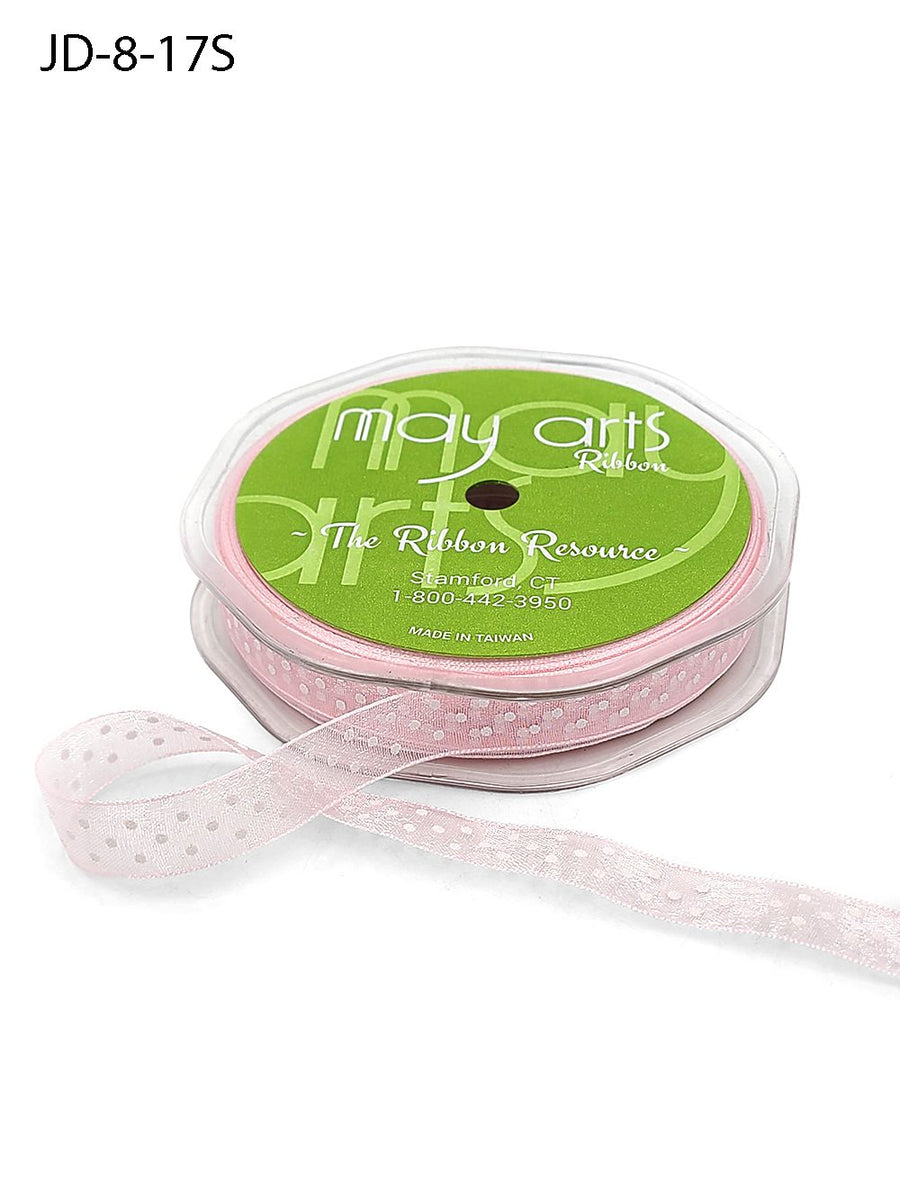 3/8 Inch & 5/8 Inch Sheer Dots Ribbon – JD-8-17S PINK/WHITE DOTS (5/8″)