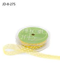 3/8 Inch & 5/8 Inch Sheer Dots Ribbon – JD-8-27S YELLOW/ WHITE DOTS (5/8″)