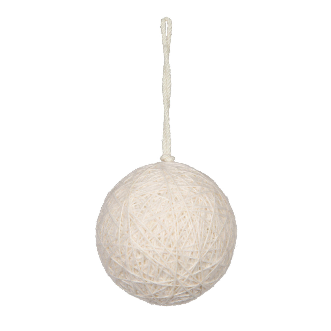 4" Ivory Wool String Wrapped Ball
