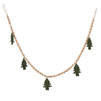 5' Grn Felt Tree/ Ntrl Wood Bead Garland