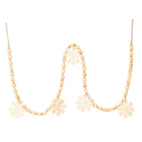 5' Ivry Felt Snow/Ntrl Wood Bead Garland