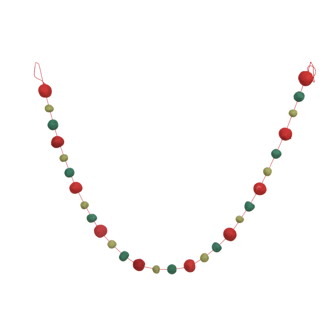 6' Red/Green/Lime Wool Pom Pom Garland