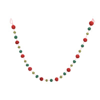 6' Red/Green/Lime Wool Pom Pom Garland