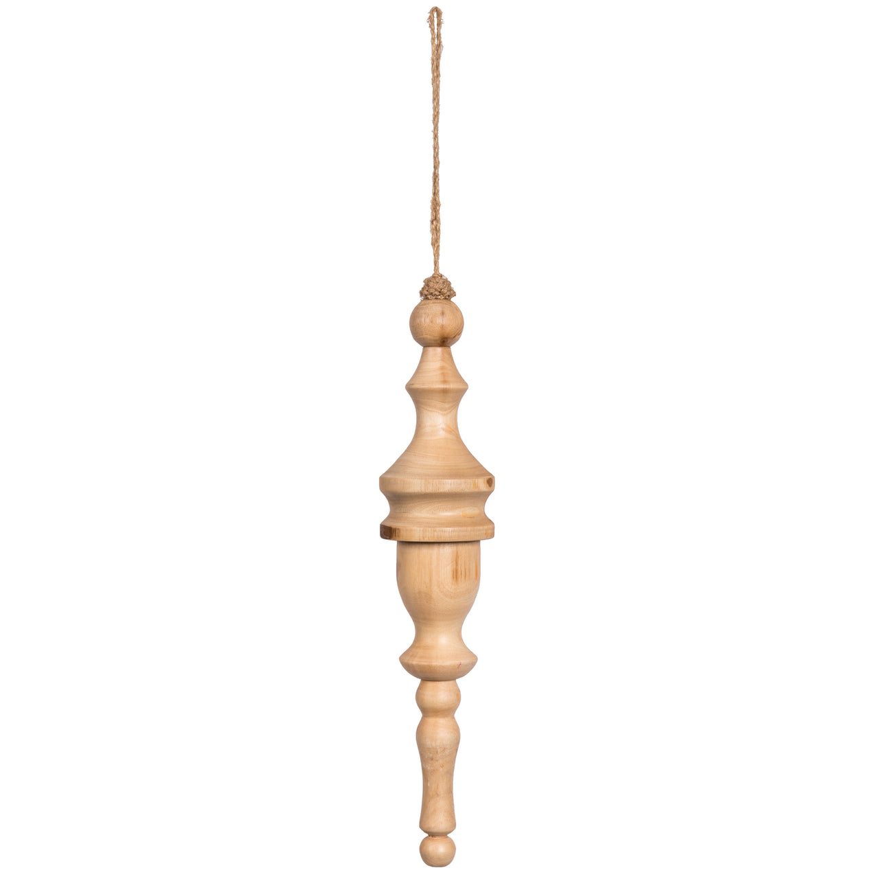 12" Lt Nat Turned Wood Finial Ornt
