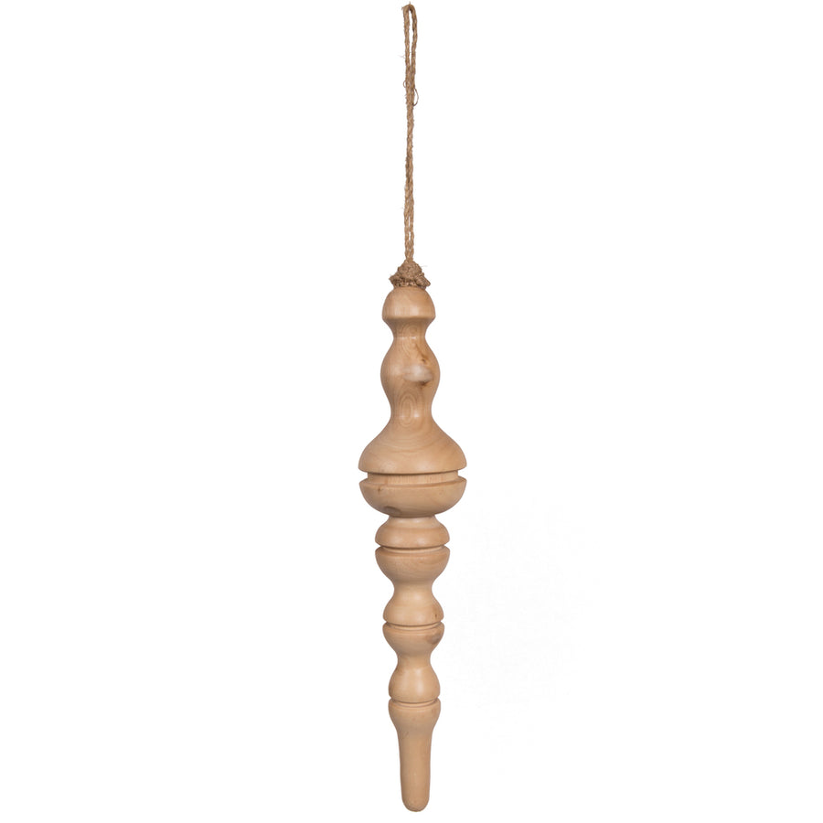 12" Lt Nat Turned Wood Finial Ornt