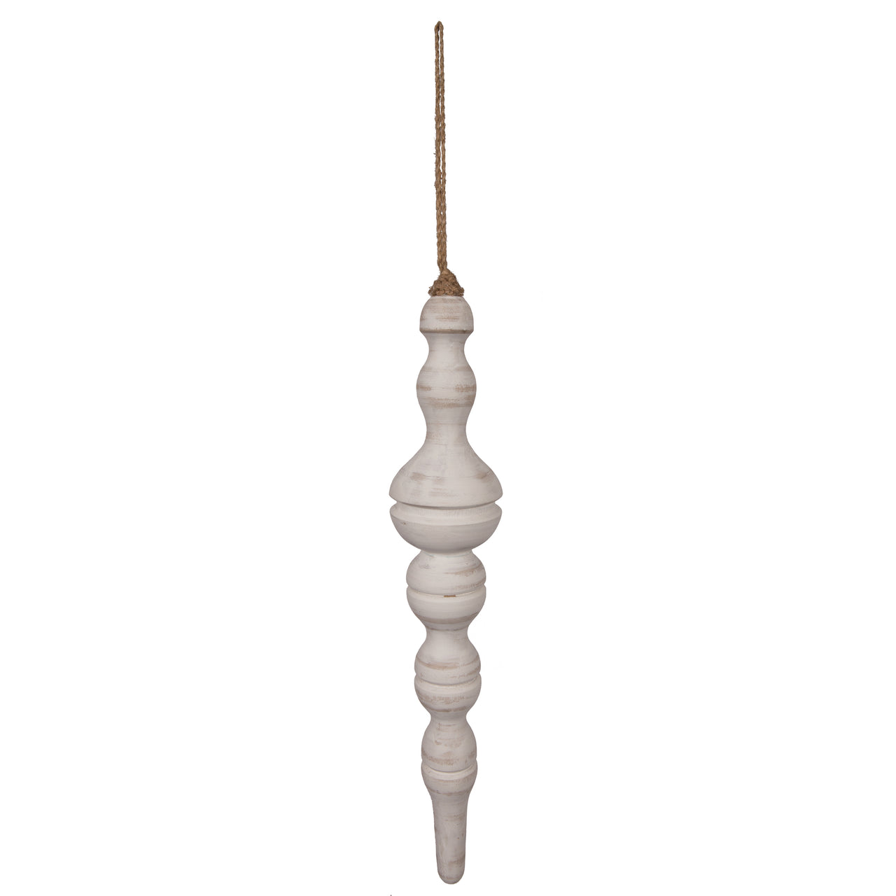 15" Whtwsh Turned Wood Finial Ornt