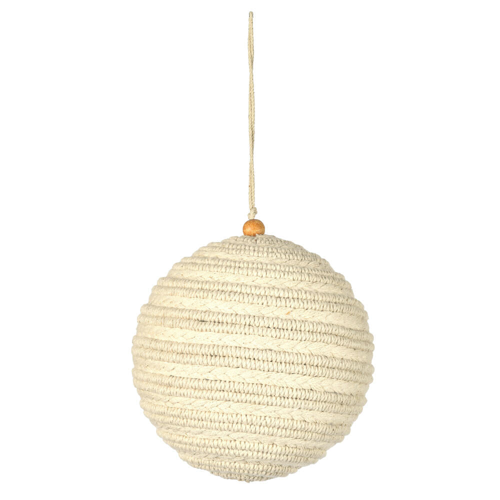 5.5" White Braided Cotton Ball Orn