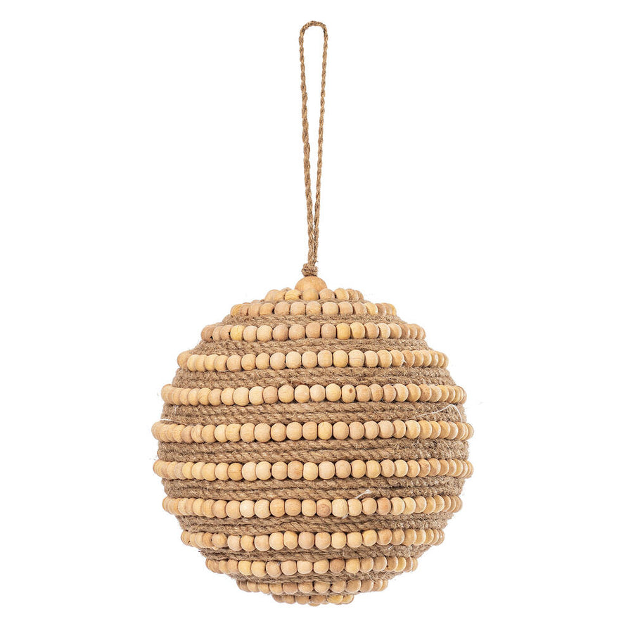 5.5" Natural Wood Bead Ball Orn