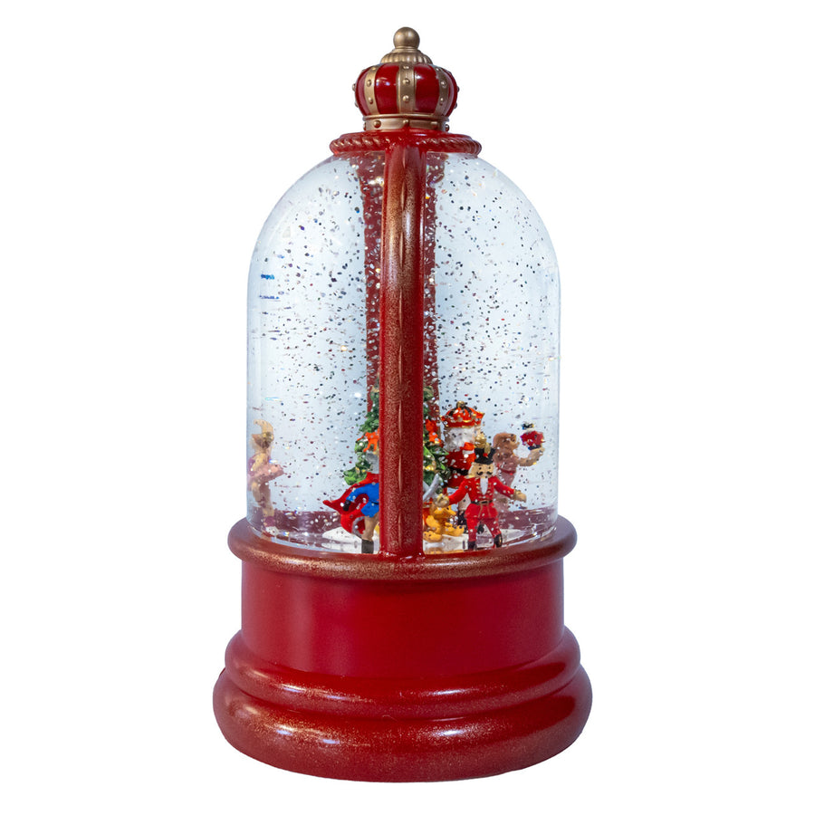 9" Battery Operated LED Nutcracker Suite & Christmas Tree With Swirling Glitter Water Dome