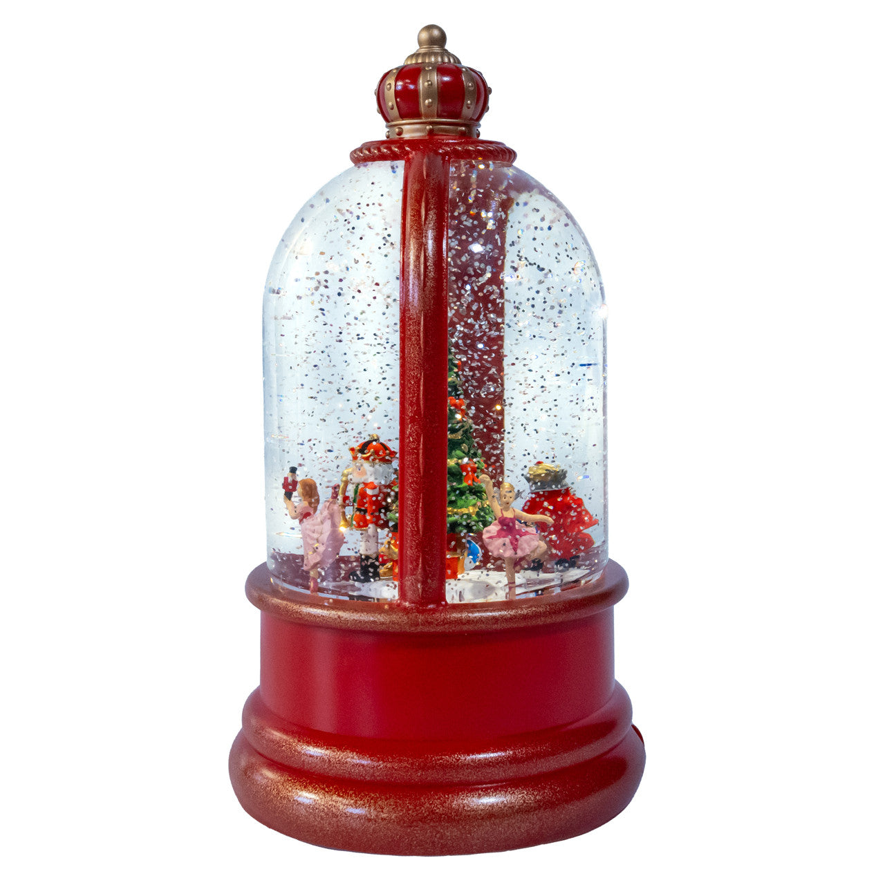 9" Battery Operated LED Nutcracker Suite & Christmas Tree With Swirling Glitter Water Dome