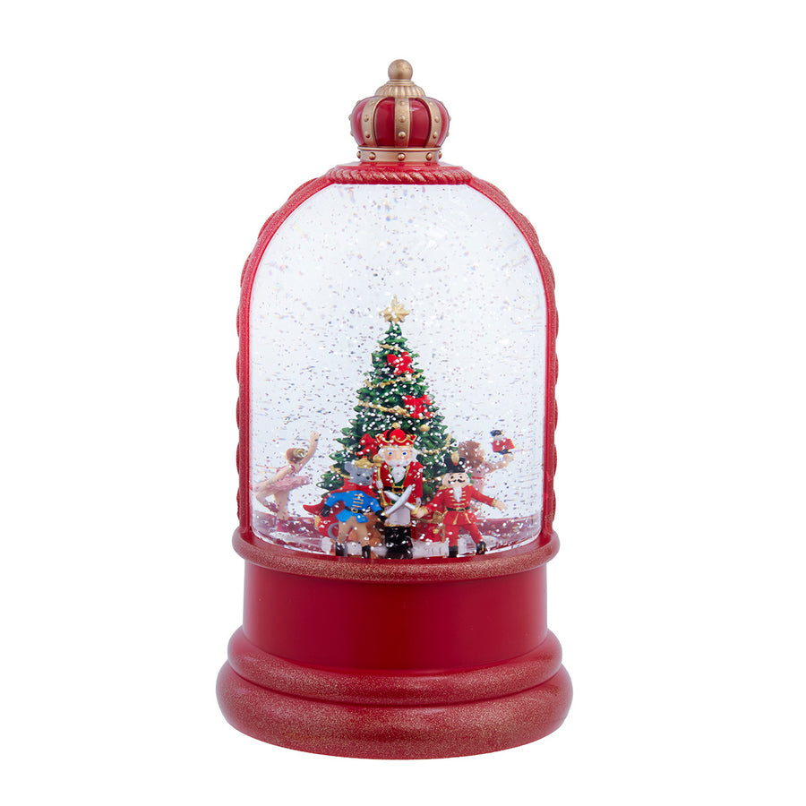 9" Battery Operated LED Nutcracker Suite & Christmas Tree With Swirling Glitter Water Dome