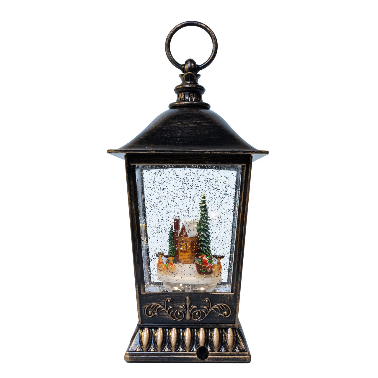 9.5" Battery Operated LED Santa In Town With Swirling Glitter Lantern