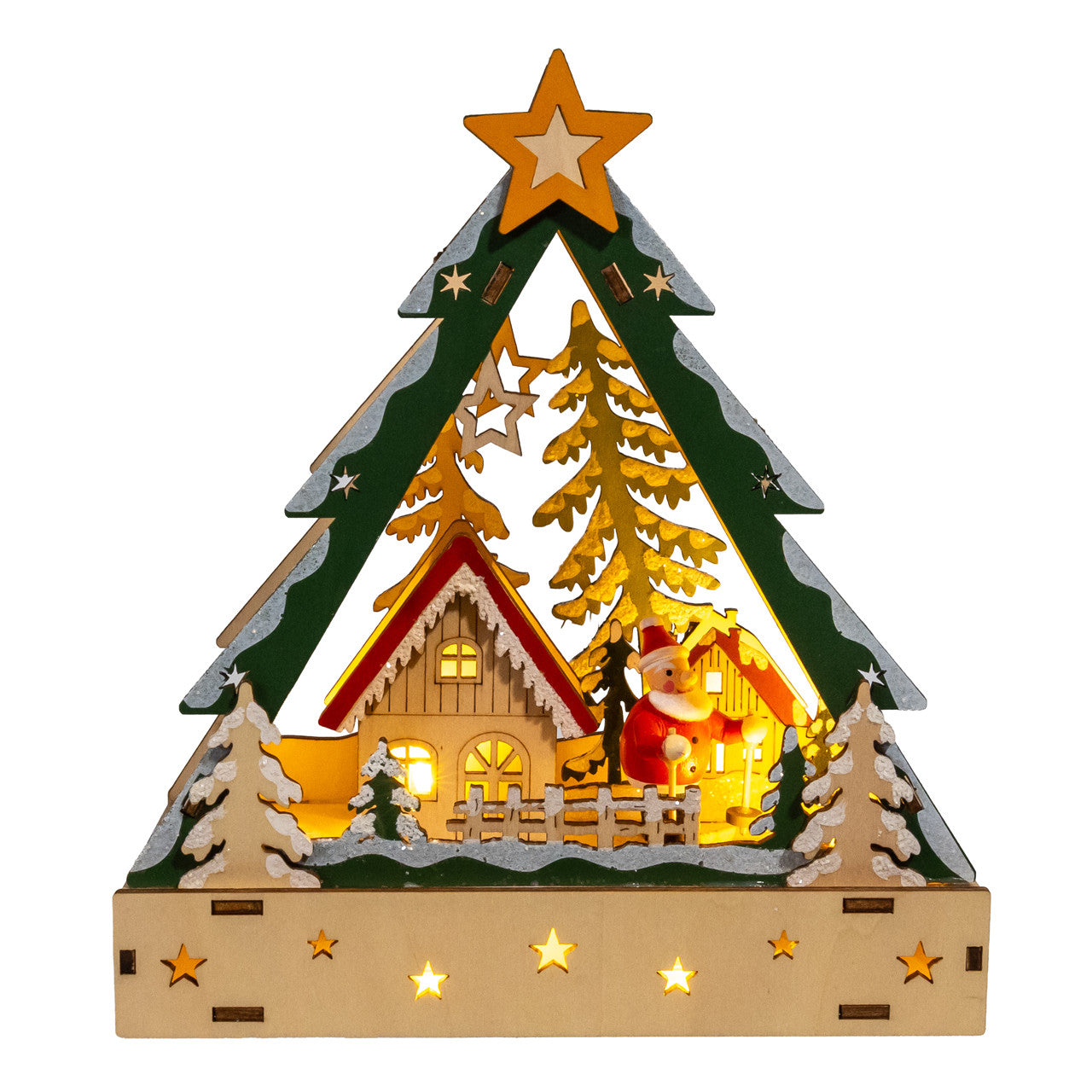 7.45" Battery Operated LED Lighted Tree Shape Village Scene
