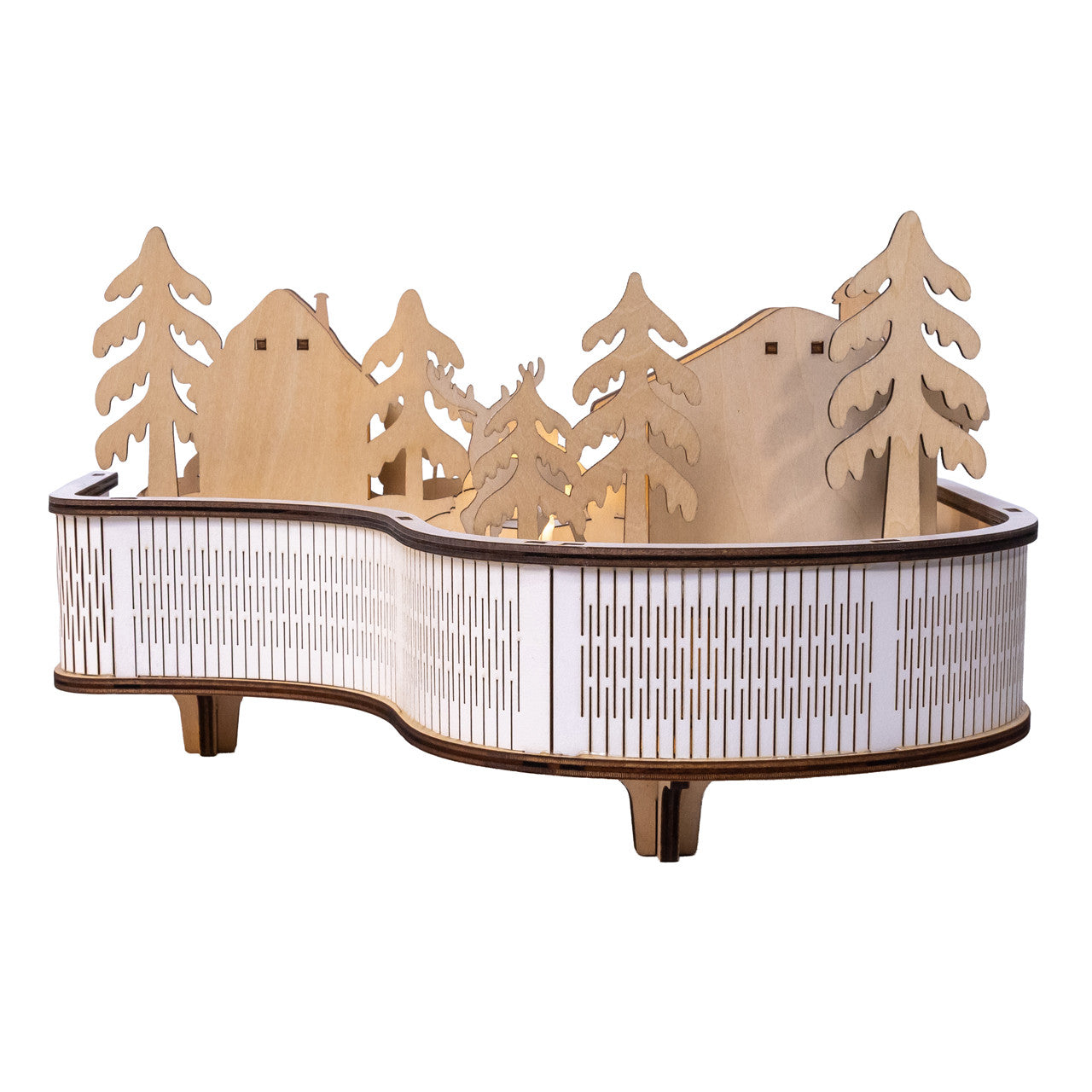 6.3" Battery Operated LED Lighted Piano With Village Scene & Santa