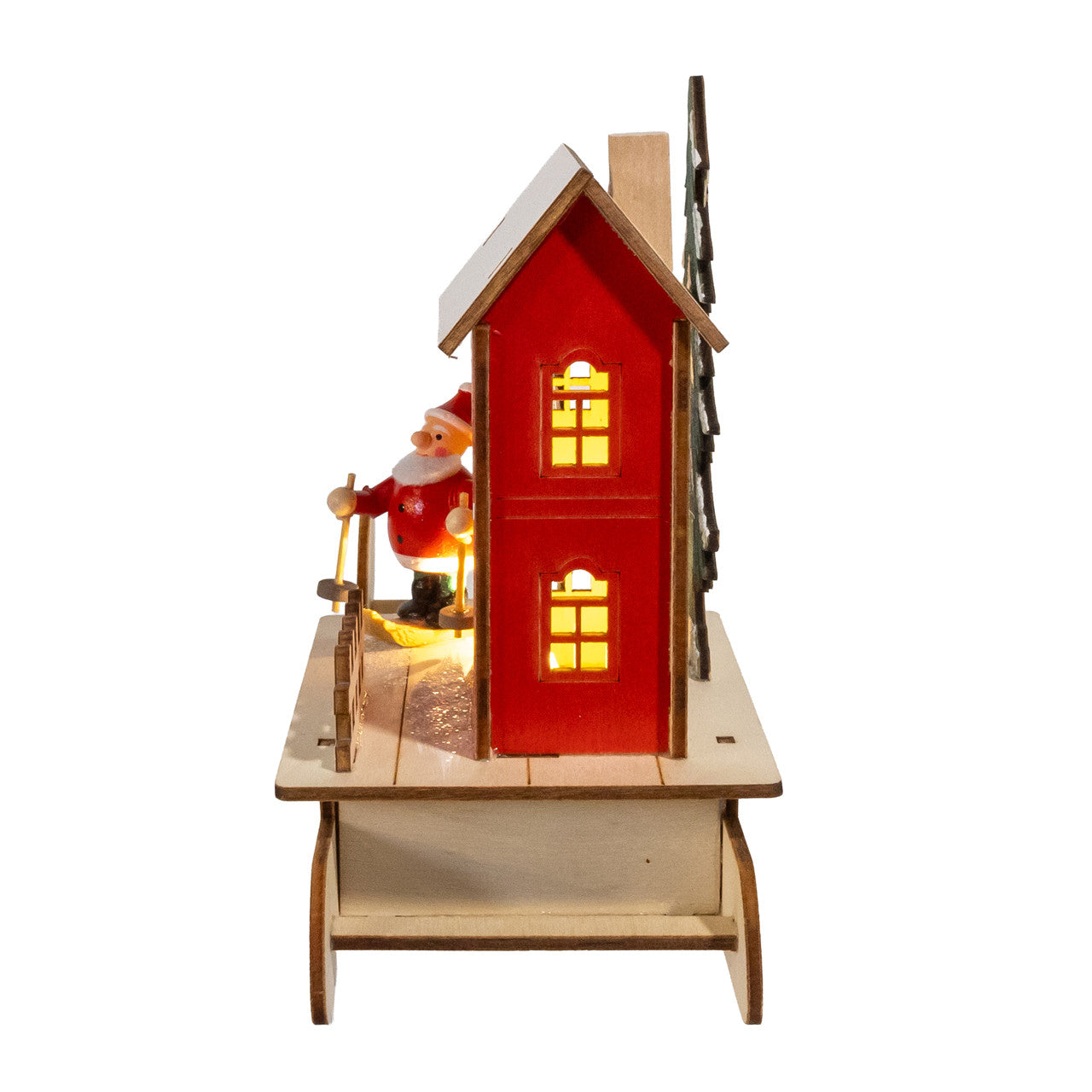 5.5" Battery Operated LED Lighted Sled With Village Scene & Santa