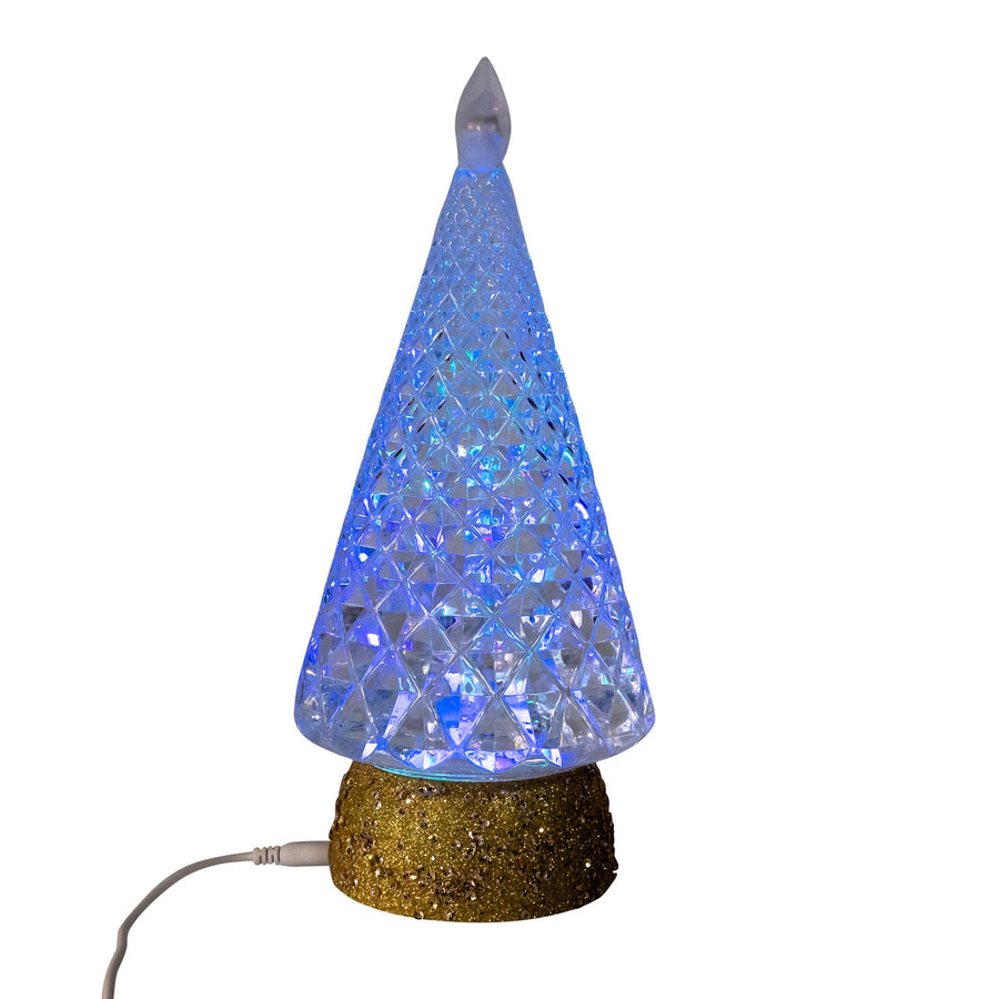 10" Battery Operated RGB LED Tree With Star & Spinning Glitter Water Lantern