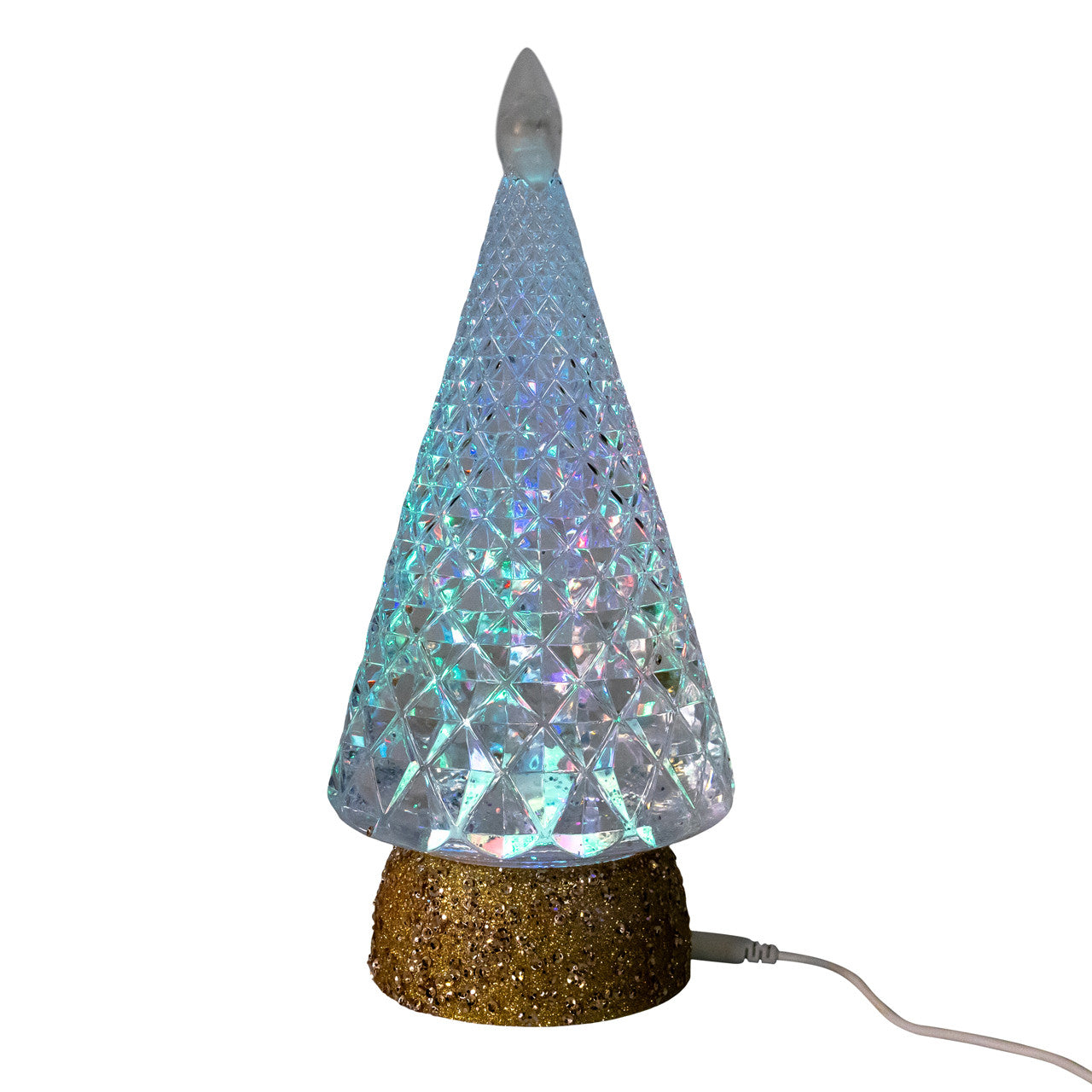 10" Battery Operated RGB LED Tree With Star & Spinning Glitter Water Lantern