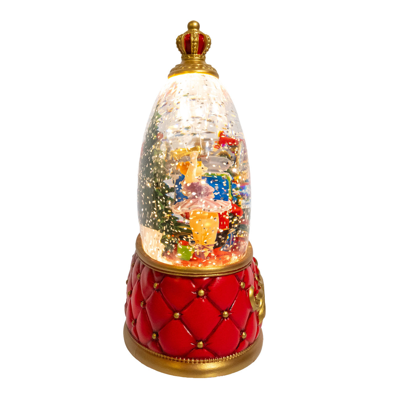 8" Battery Operated USB C LED Nutcracker Suite Crown With Tree Spinning Glitter Water Lantern