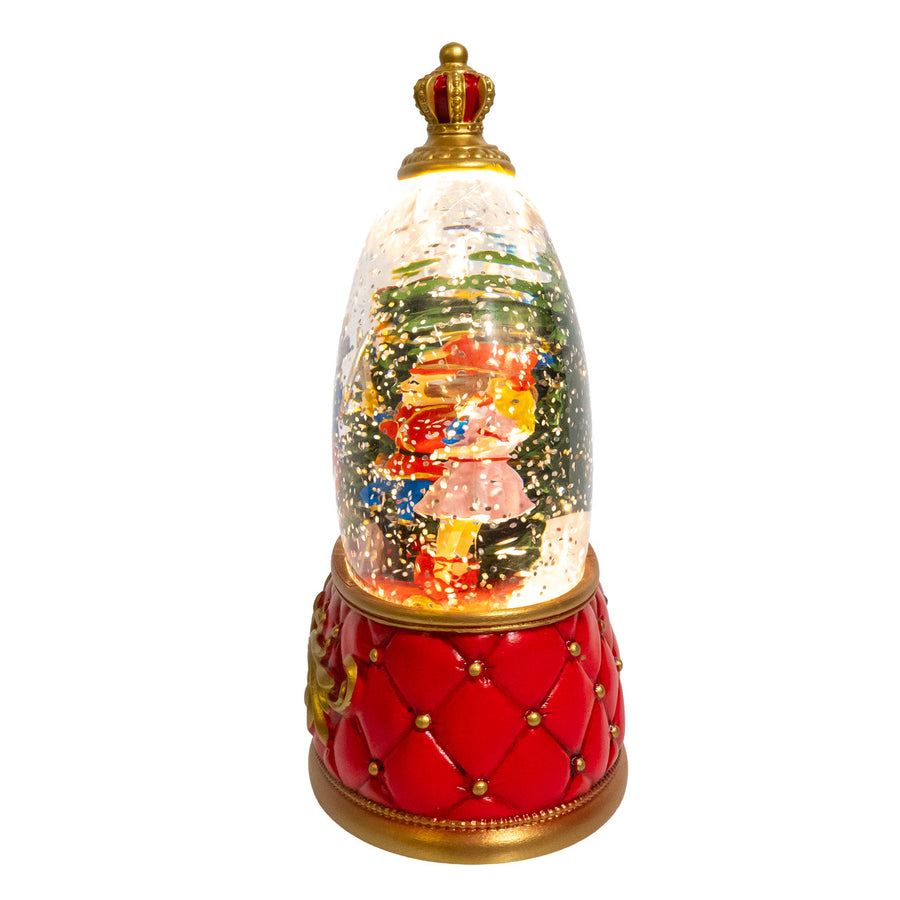 8" Battery Operated USB C LED Nutcracker Suite Crown With Tree Spinning Glitter Water Lantern