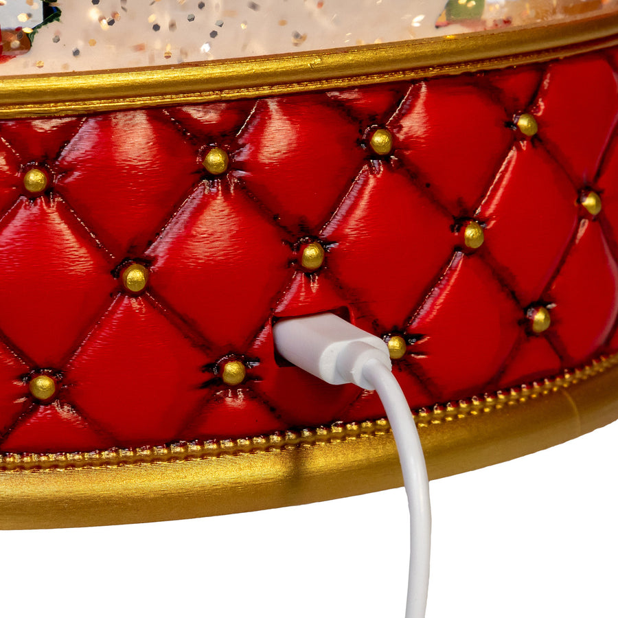 8" Battery Operated USB C LED Nutcracker Suite Crown With Tree Spinning Glitter Water Lantern