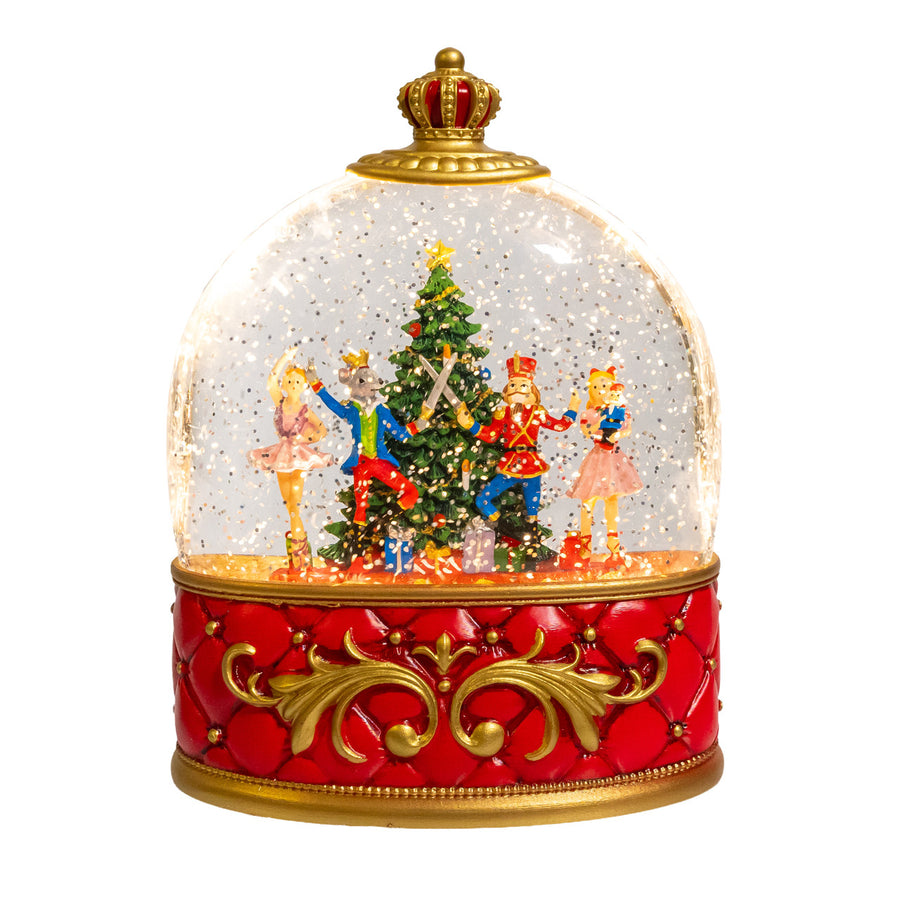 8" Battery Operated USB C LED Nutcracker Suite Crown With Tree Spinning Glitter Water Lantern