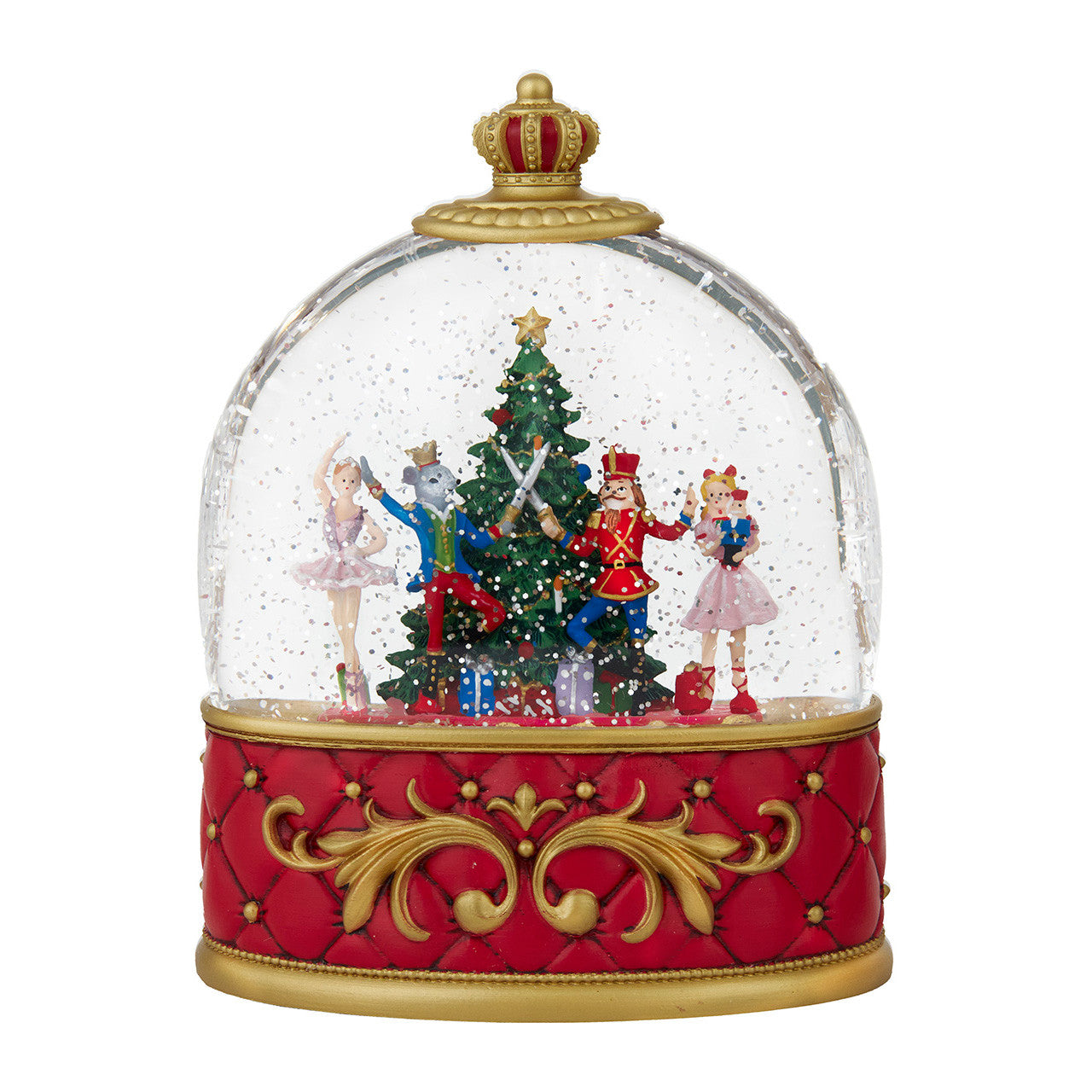 8" Battery Operated USB C LED Nutcracker Suite Crown With Tree Spinning Glitter Water Lantern